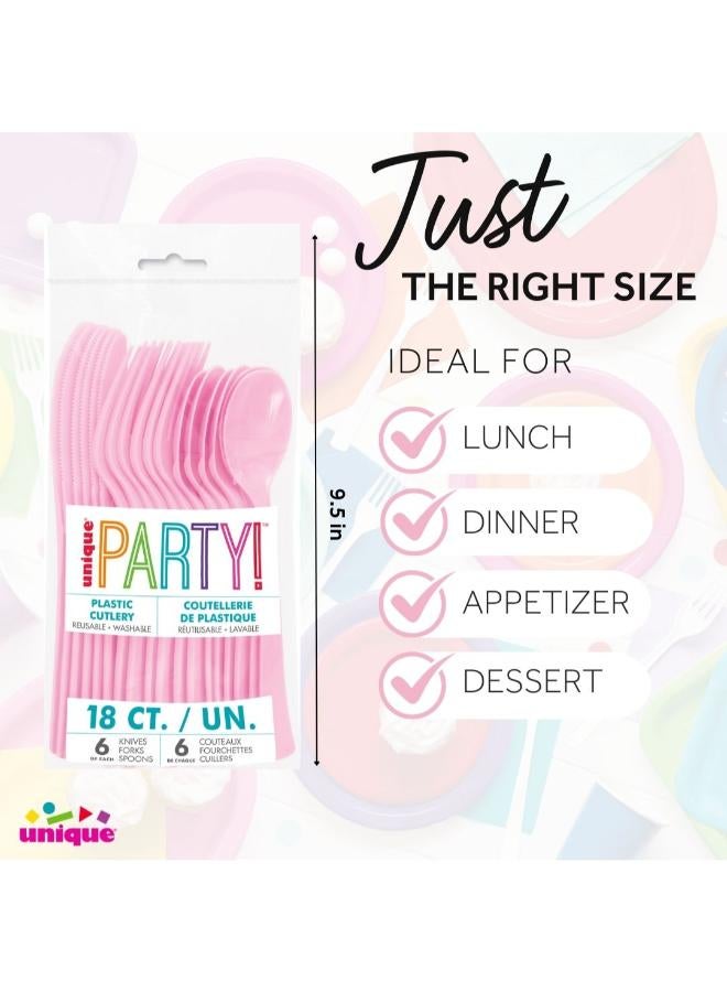 Unique 18 مجموعة أدوات مائدة متنوعة باللون الوردي الجميل - Image 2